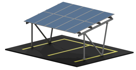 Estrutura PHB Solar para carport para estacionamento